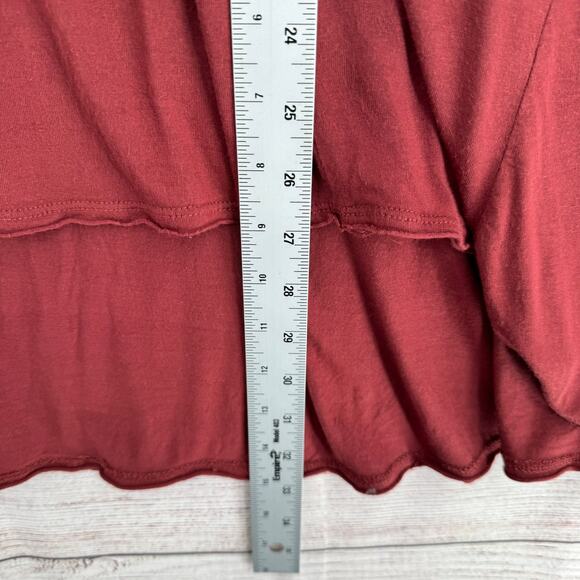 Free People Lace Trim Sleeveless V-Neck Blouse Womens Large Brown Red - Picture 12 of 12
